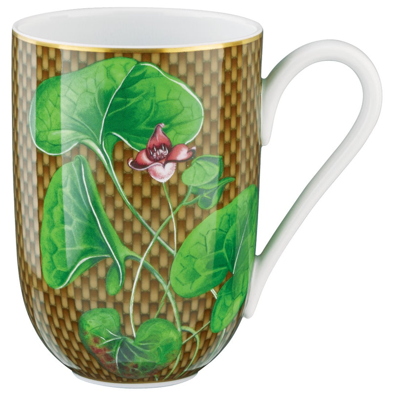 Raynaud porcelain mug Trésor Fleuri with asarum motif