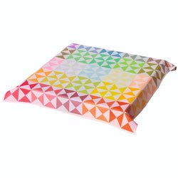 Le Jacquard Français Origami multicolor cotton tablecloth with geometric jacquard pattern on white background