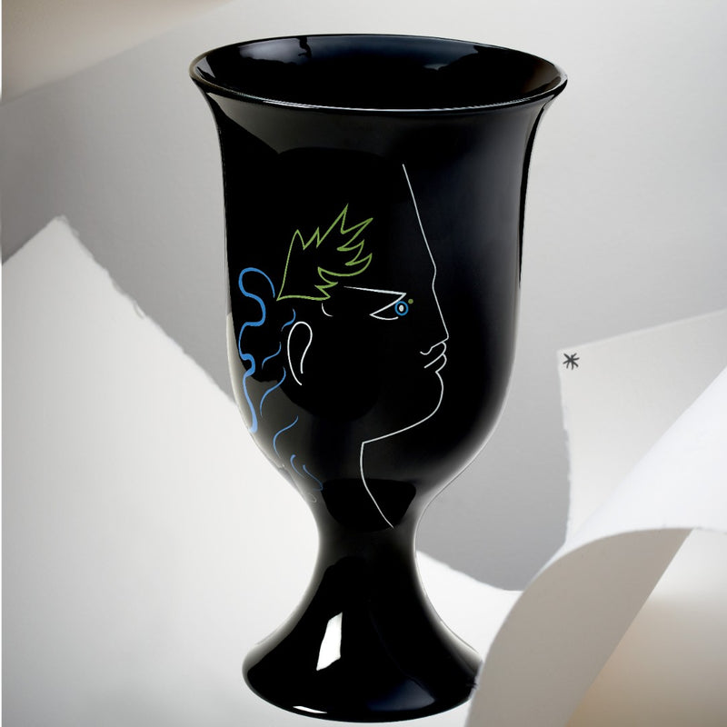 Footed Limoges porcelain vase with Jean Cocteau’s 'Orphée et Eurydice' design by Raynaud in gift box