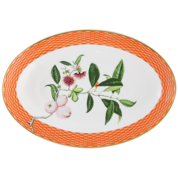 Raynaud porcelain oval deep serving platter 19cm Trésor Fleuri water apple