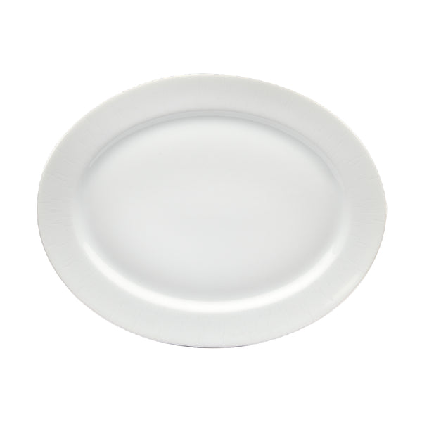 Large oval serving dish in engraved Limoges porcelain – Infini White by Haviland