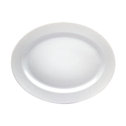 Medium oval serving dish in engraved white Limoges porcelain – Infini White by Haviland