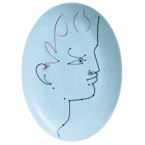 Raynaud porcelain oval platter 36cm Antinoüs Jean Cocteau blue