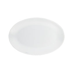 A white oval porcelain platter.