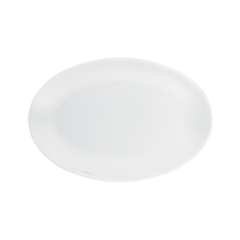 A white oval porcelain platter.
