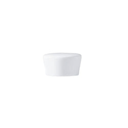 A white porcelain pepper shaker with a wide rim and simple design.
