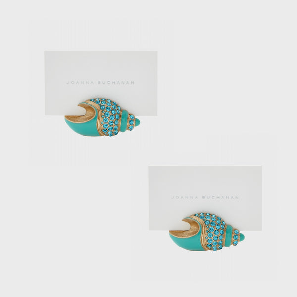 Shell place card holder with turquoise crystals by Joanna Buchanan – Set of 2.