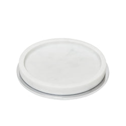Positano marble bottle coaster in Arabescato white by Giobagnara, modern Italian table decor