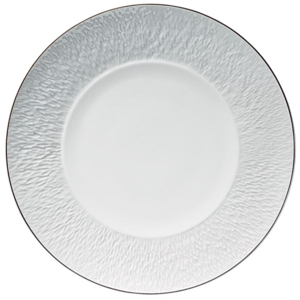 Raynaud Minéral Platinum 32cm porcelain presentation plate with engraved platinum rim handcrafted in Limoges