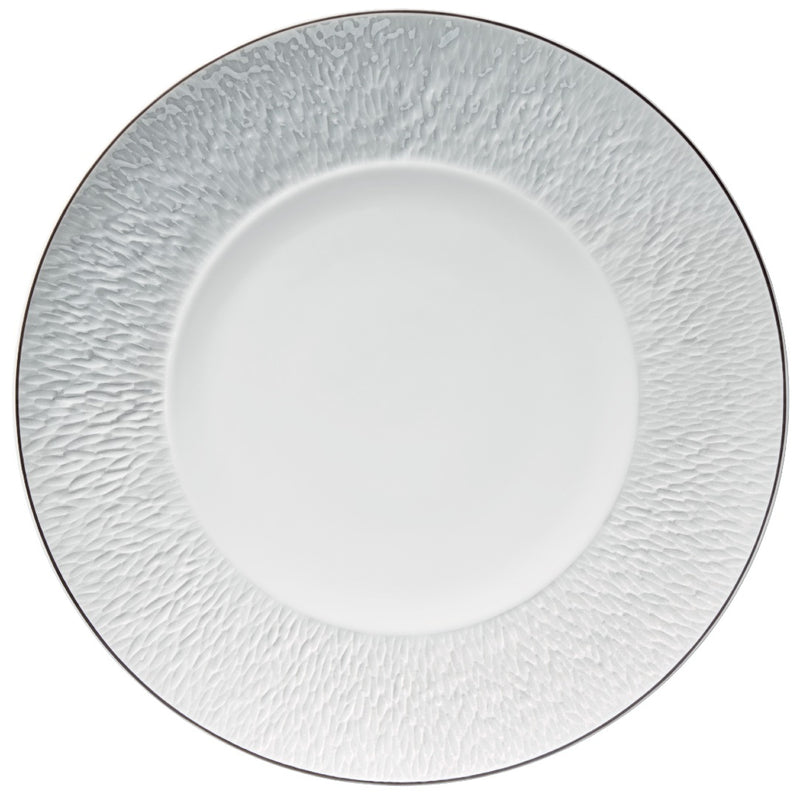 Raynaud Minéral Platinum 32cm porcelain presentation plate with engraved platinum rim handcrafted in Limoges