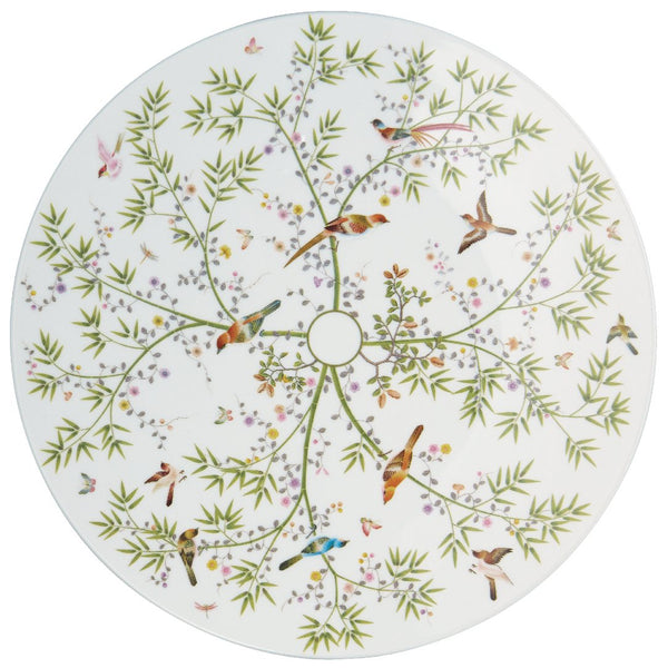 white plate with floral and birds design