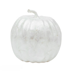 Large white capiz pumpkin figurine on white background
