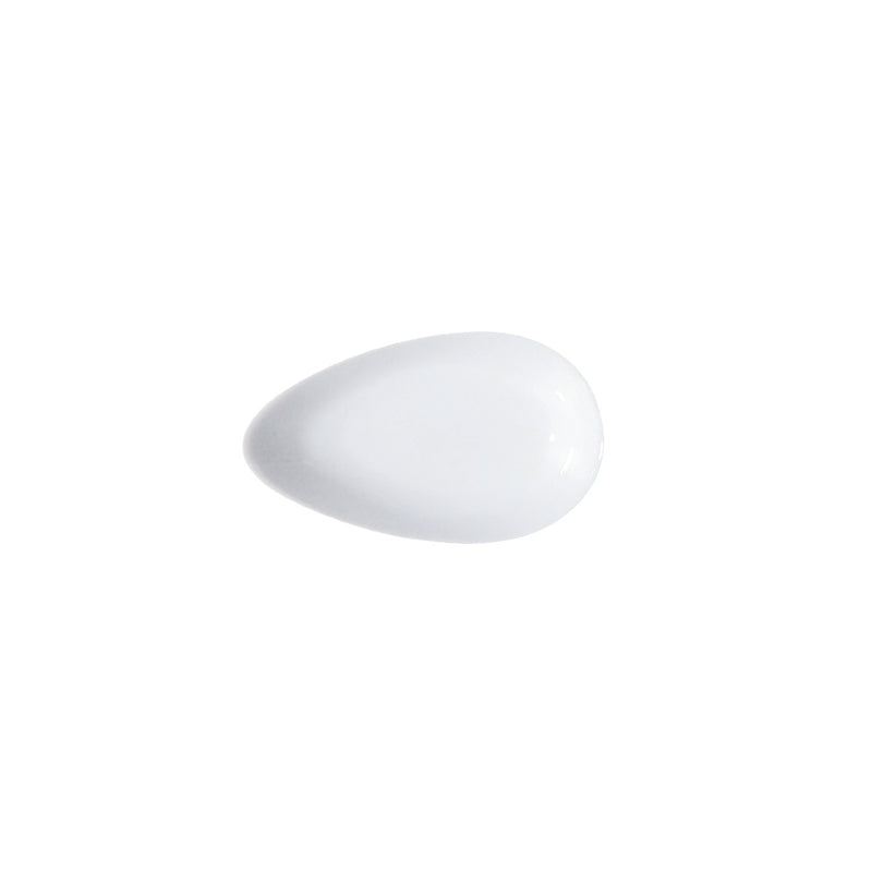 A white, round porcelain dish with a gentle curve, suitable for serving soups or stews.