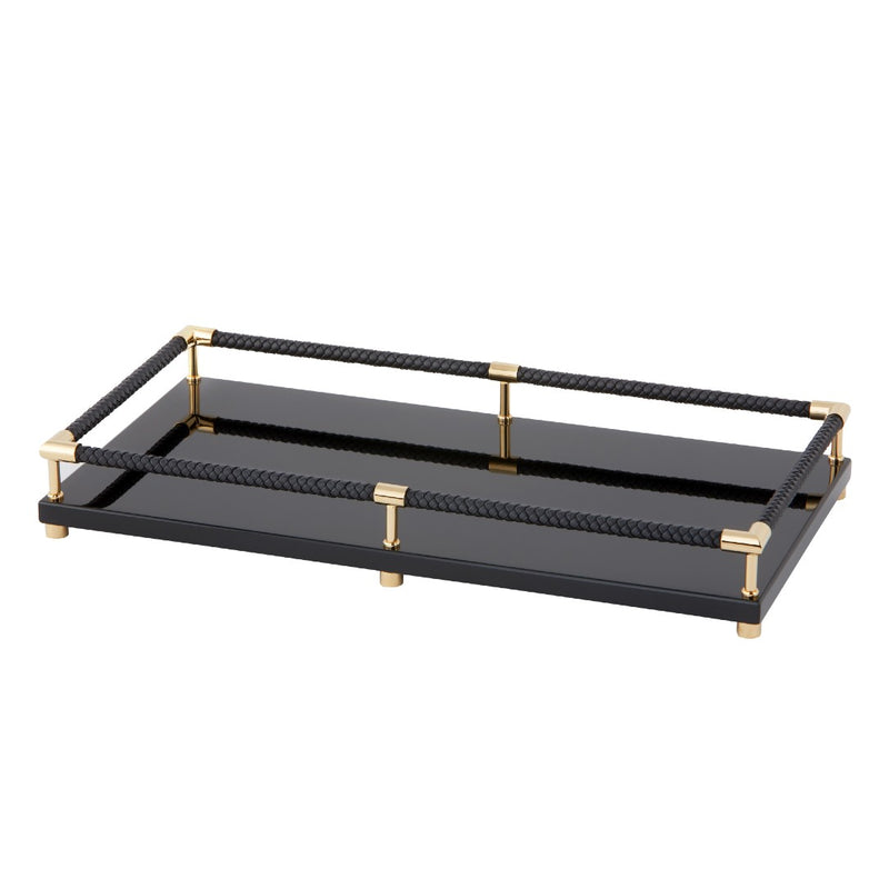 Riviere Thea Rectangular Tray – Black & Gold