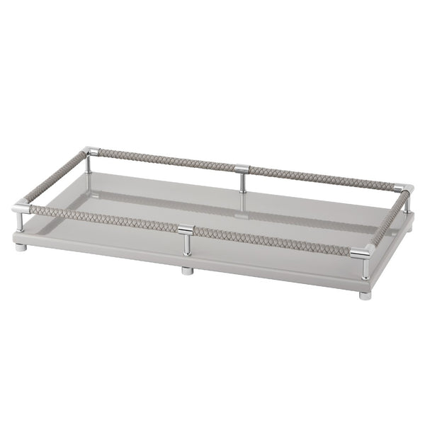 Rectangular Tray Thea in Grey with Chrome Details by Riviere x Giobagnara