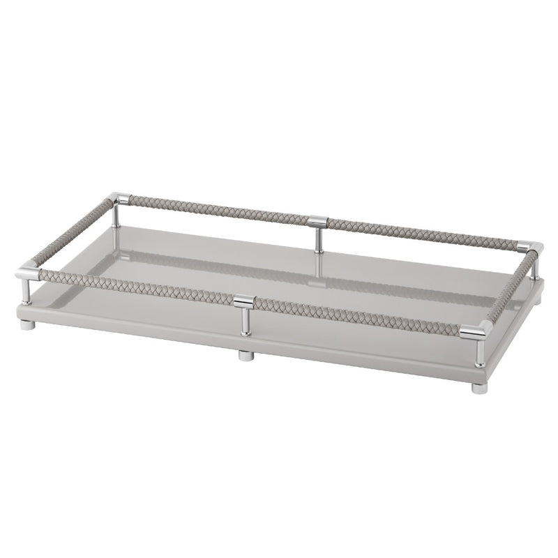 Rectangular Tray Thea in Grey with Chrome Details by Riviere x Giobagnara