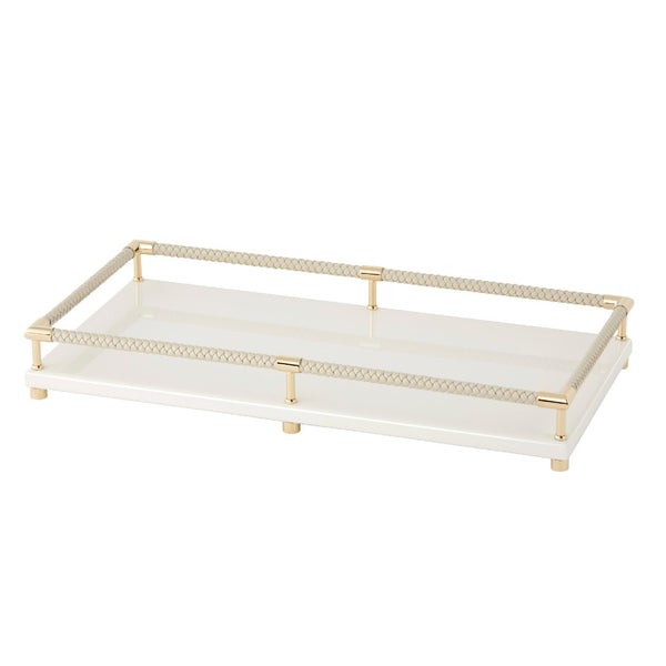 Rectangular Lacquered Tray ‘Thea’ in Ivory with Gold Details | Riviere