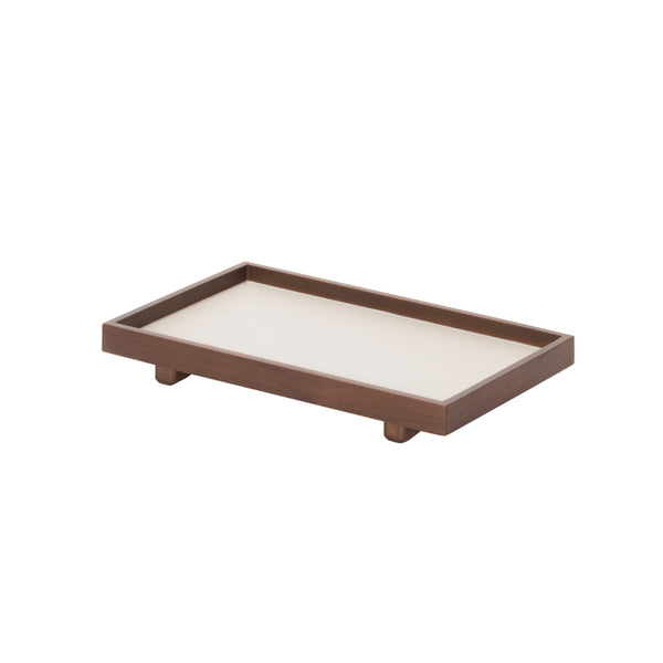 Rectangular walnut Wood Tray mini with Leather Inserts Jeremy by Giobagnara