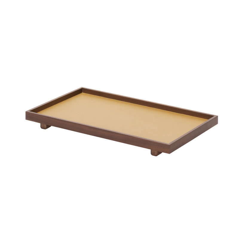 Rectangular walnut small Wood Tray with Leather Inserts Jeremy by Giobagnara
