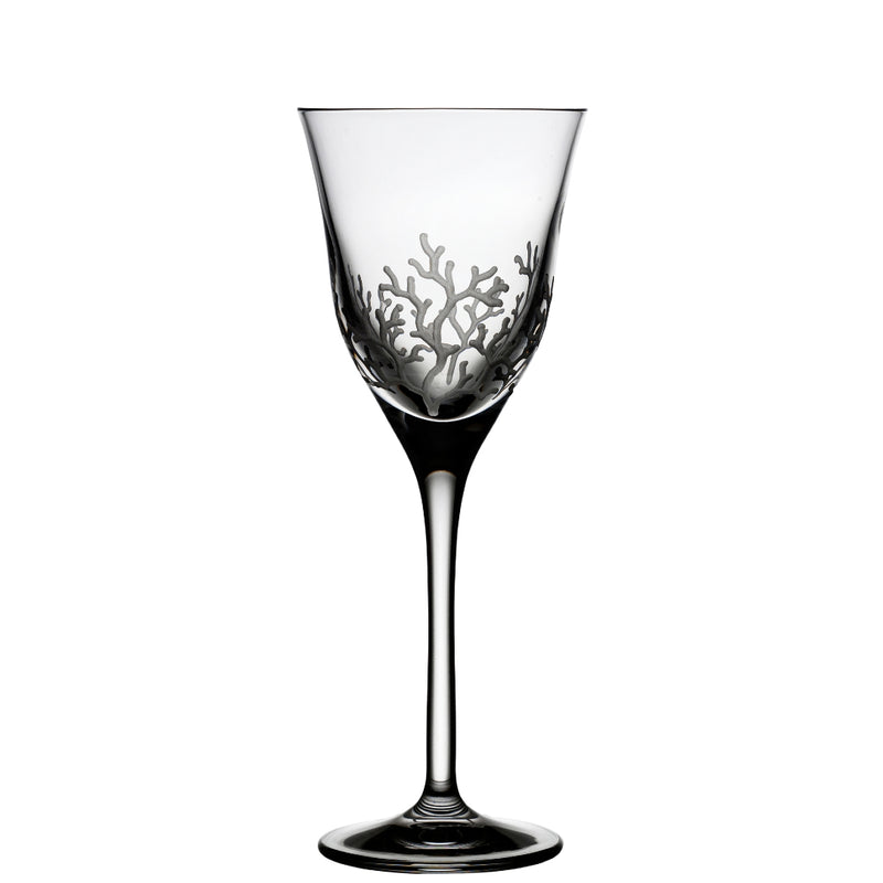 Luxury red wine glass with coral reef engraving – Varga Crystal Coral Collection