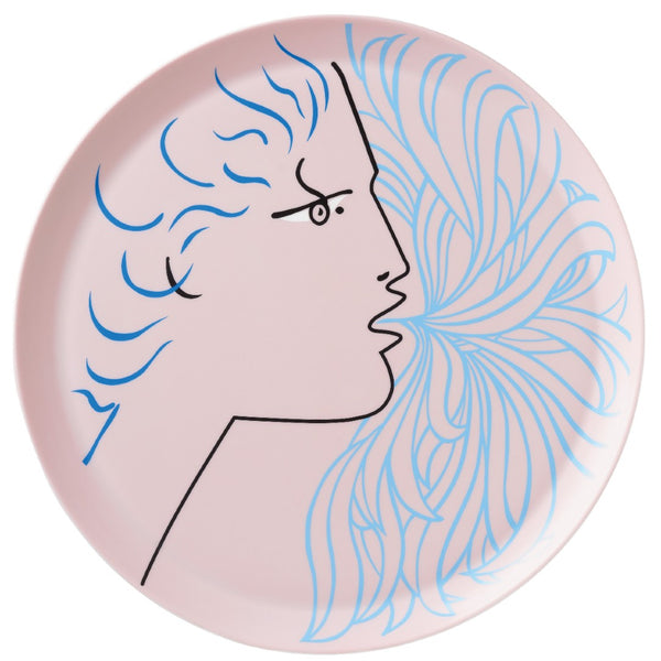 Round serving platter pastel pink Protée design Jean Cocteau Raynaud