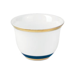 Sake Cup Cristobal Marine porcelain by Raynaud with marine blue base and gold rim