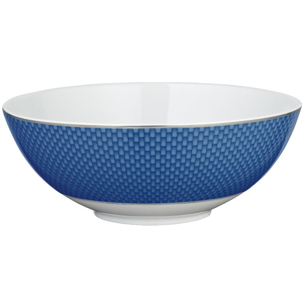 Raynaud Trésor Bleu Limoges porcelain salad bowl 17cm with cobalt blue and platinum honeycomb design