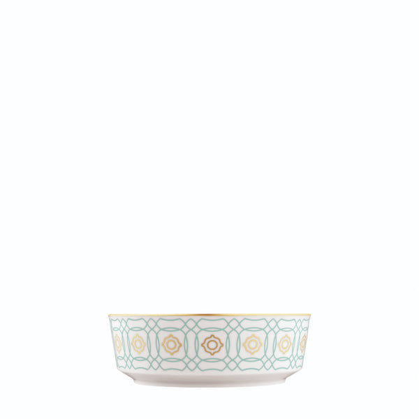 Medium Salad Bowl Carlo Este by FÜRSTENBERG in fine porcelain with gold and green mosaic-inspired design by Carlo Dal Bianco.