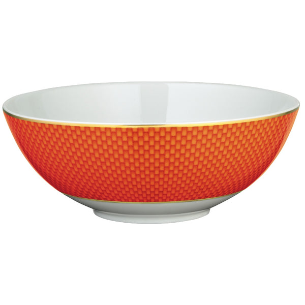Raynaud Trésor orange porcelain salad bowl 17cm with gold-accented honeycomb design