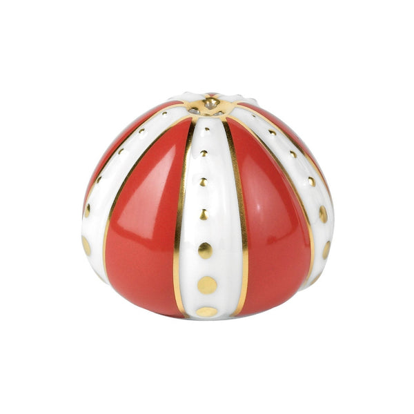 Luxury porcelain salt shaker Cristobal Rouge coral red and white with gold accents by Raynaud