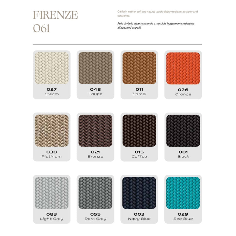 Saturne square tray woven leather colour chart Firenze by Pinetti