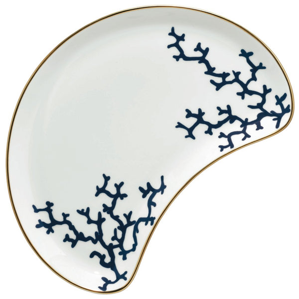 Side Dish Cristobal Marine porcelain by Raynaud with marine blue coral motifs and gold rim