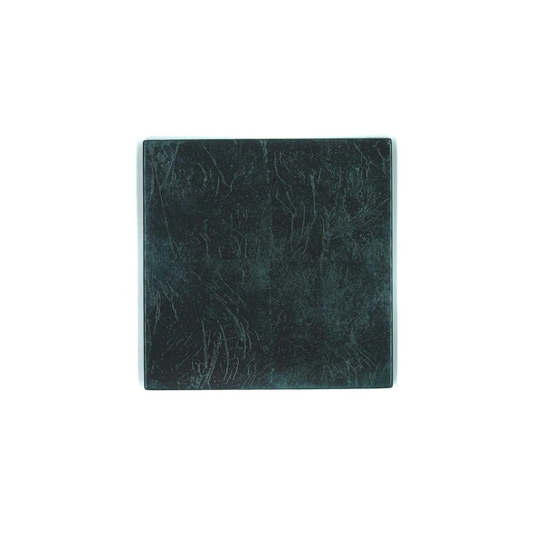 Silver Leaf coaster in Stormy Sky by Posh Trading Company, luxury grey-blue tableware