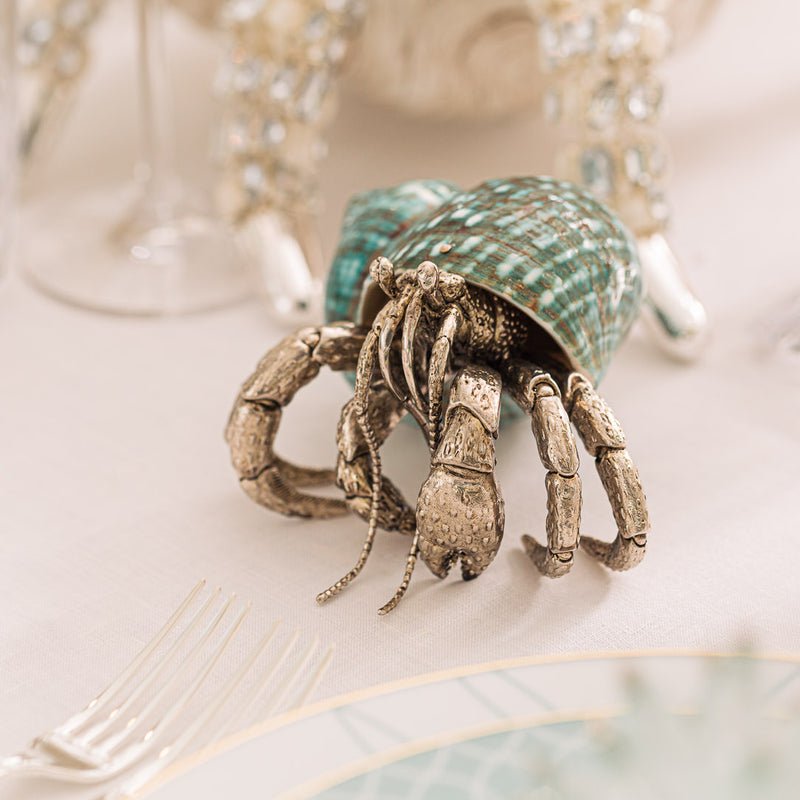 Silver Plated Hermit Crab with Jade Turbo Shell | Amiramour