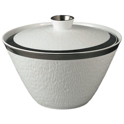 Raynaud Minéral Platinum Limoges porcelain soup tureen with platinum rim and matching lid
