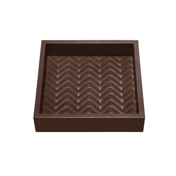 Square Leather Tray Quilted Herringbone Febe Moka Small by Riviere x Giobagnara