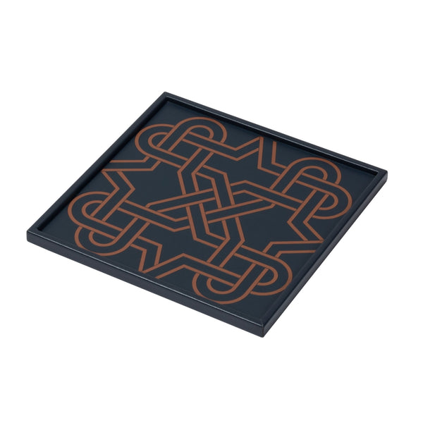 Square Tray San Marco No2 Small by Giobagnara in leather with Venetian marble motif