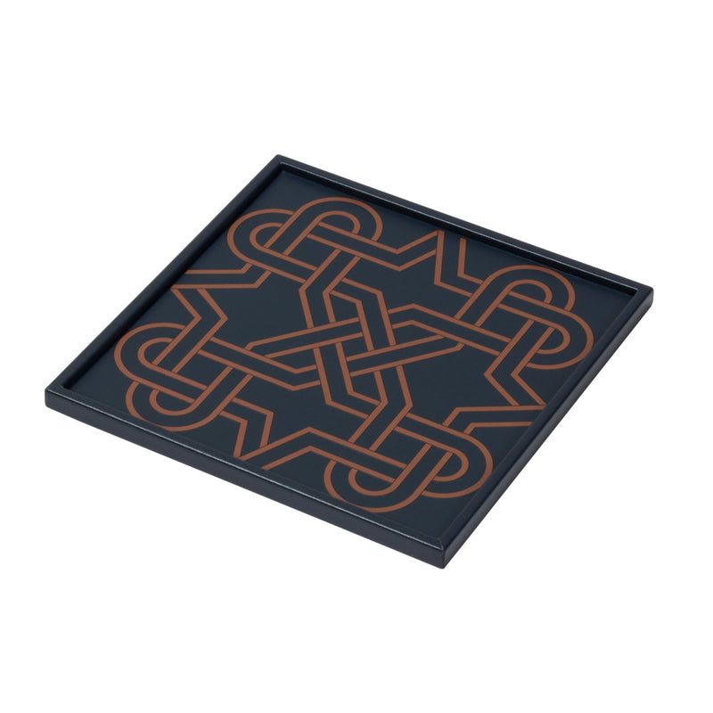 Square Tray San Marco No2 Small by Giobagnara in leather with Venetian marble motif