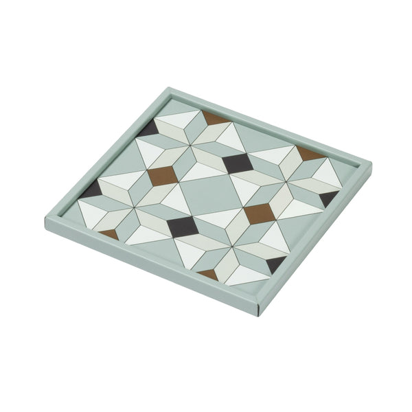 Square Tray San Marco No3 Mini by Giobagnara in leather with geometric Venetian pattern