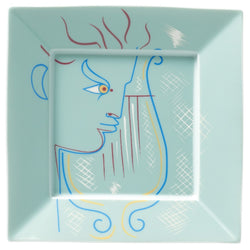 Square Trinket Tray 'Orphée à la Lyre' Jean Cocteau by Raynaud green