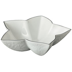 A white porcelain star-shaped bowl with platinum accents on the edges.