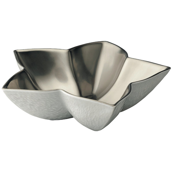Raynaud Minéral Platinum large star-shaped Limoges porcelain bowl with full platinum interior and sculptural design