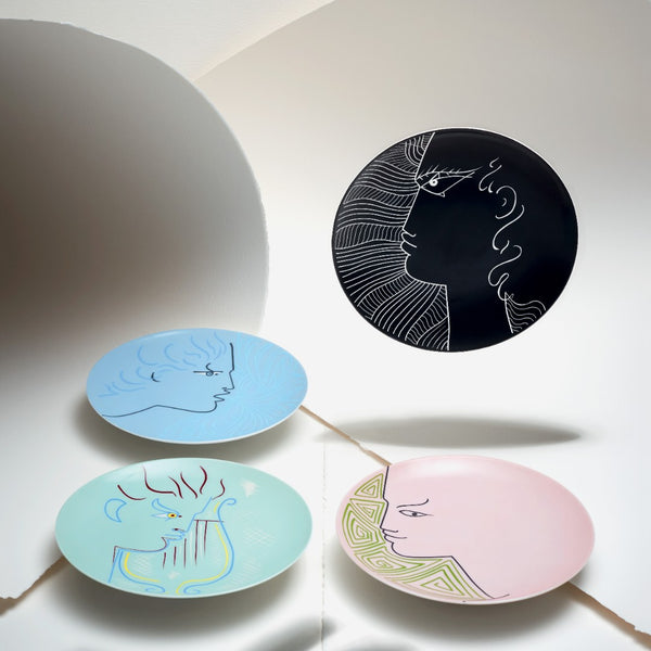 Styled Luxury Décor plates - Raynaud porcelain starter and dessert plate Béatrice Jean Cocteau pink