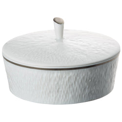 Raynaud Minéral Platinum Limoges porcelain sugar bowl with lid and platinum rim