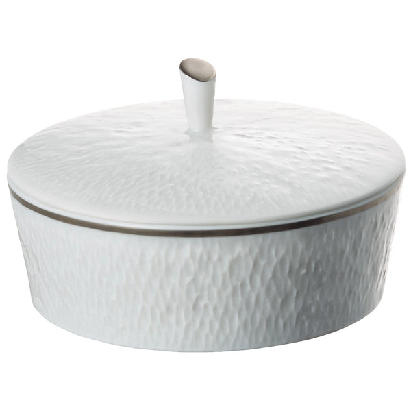 Raynaud Minéral Platinum Limoges porcelain sugar bowl with lid and platinum rim