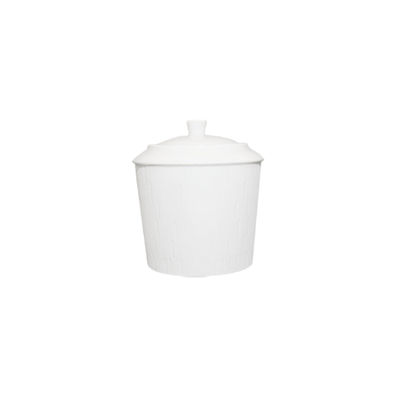 Infini White Limoges porcelain sugar box with engraved detailing by Haviland