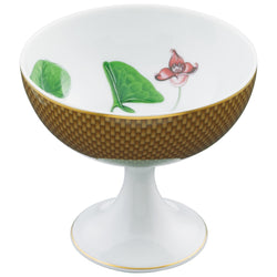 Raynaud porcelain sundae cup Trésor Fleuri with asarum motif