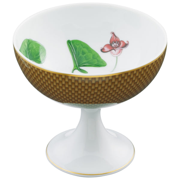 Raynaud porcelain sundae cup Trésor Fleuri with asarum motif