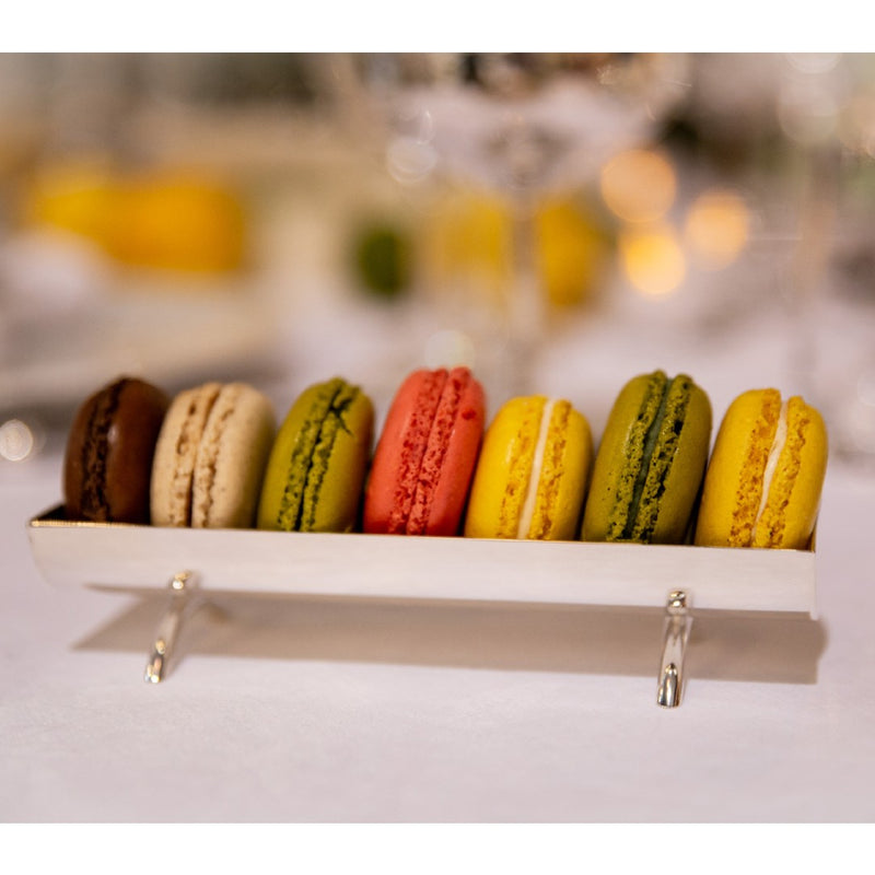 Close-up silver plated macaron bowl dessert stand Sweet by Sonja Quandt
