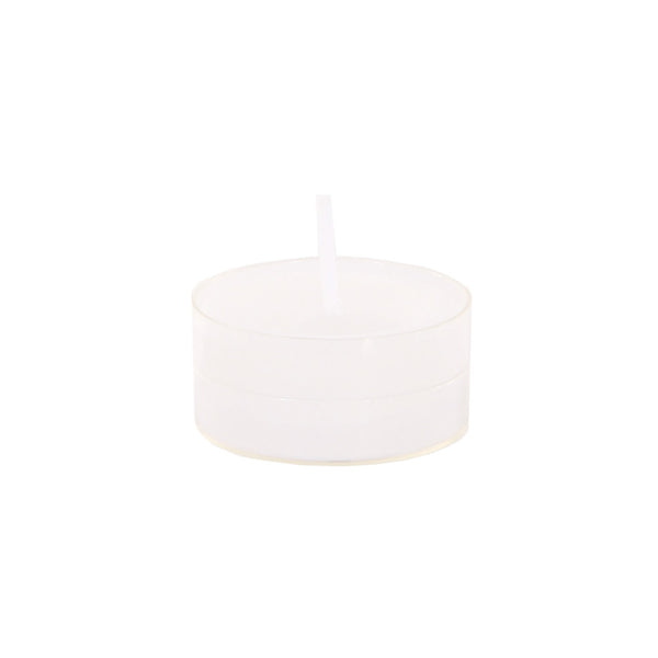 T-Lights in clear cup set of 20 by Shishi, clean-burning with transparent casing